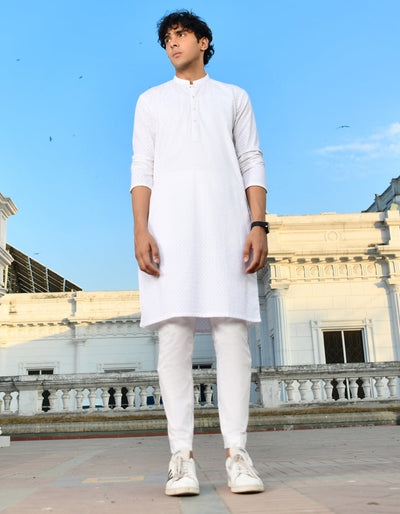 Cotton White Kurta Pajama - J. Junaid Jamshed