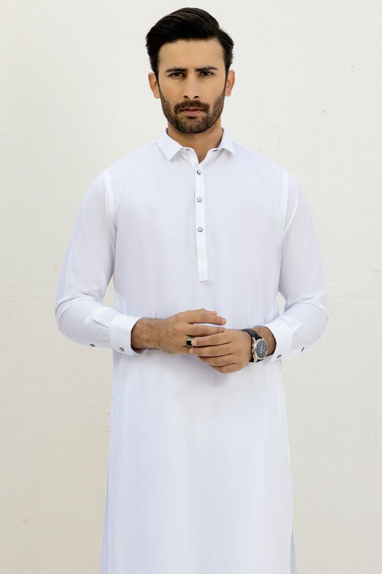 Blended Off White Kameez Shalwar - J. Junaid Jamshed