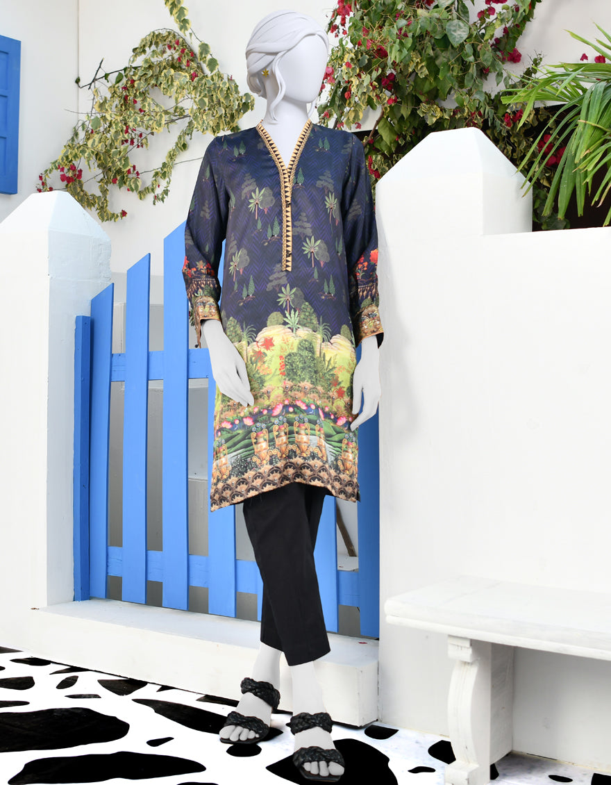 Silk Black Kurti - J. Junaid Jamshed