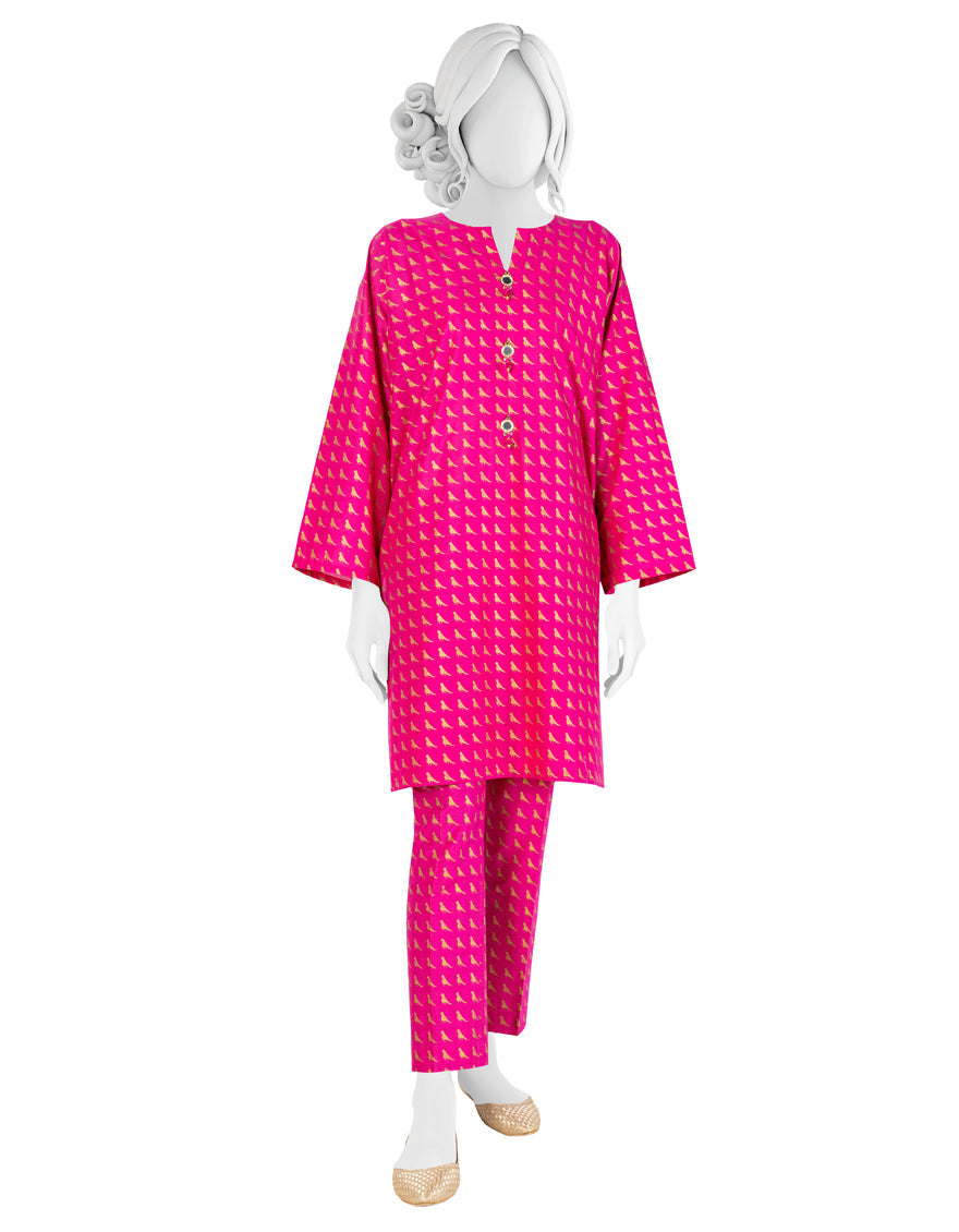 Lawn Pink 2 Piece Unstitched Suit - J. Junaid Jamshed