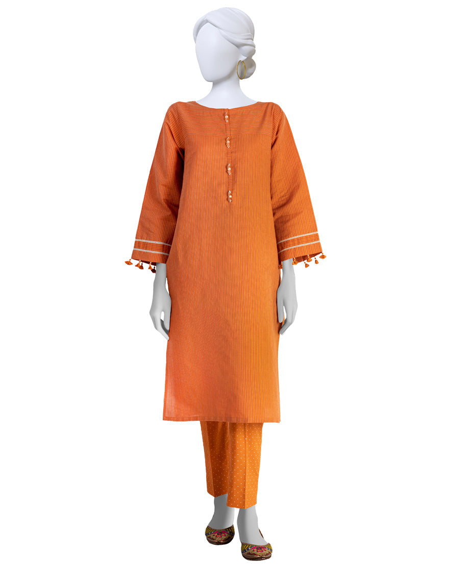 Lawn Orange 2 Piece Unstitched Suit - J. Junaid Jamshed