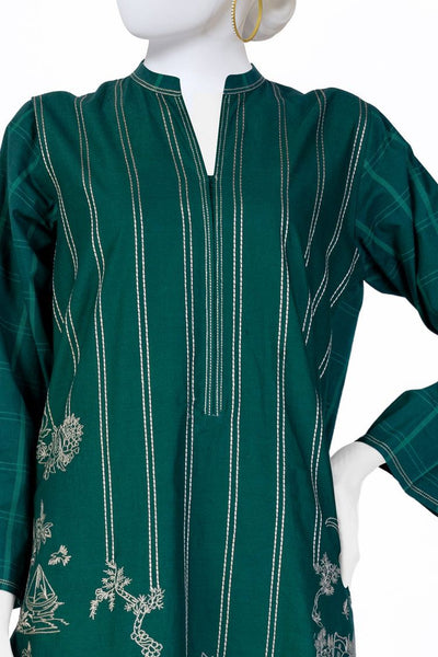 Cambric Green Kurti - J. Junaid Jamshed