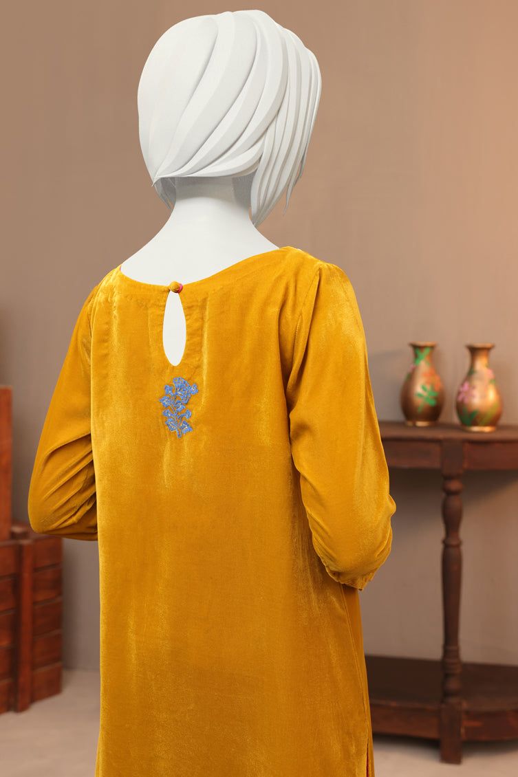 Velvet Mustard Teen Girls 2 Piece Suit - J. Junaid Jamshed