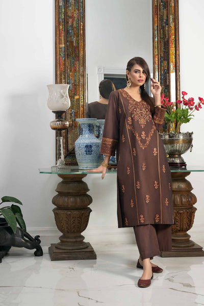 Yarn Dyed Brown 2 Piece Suit - Nishat