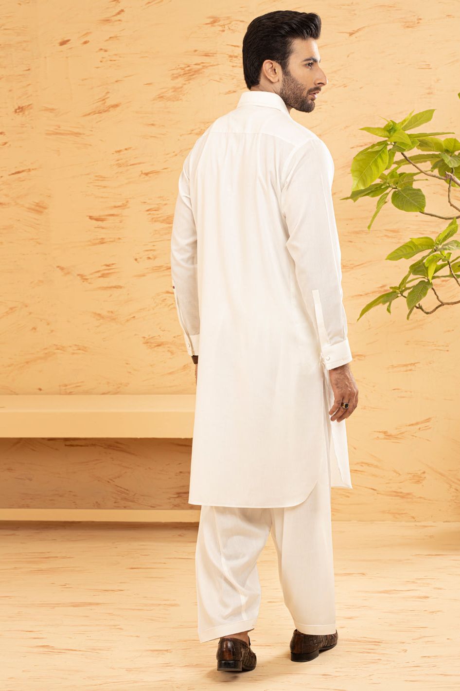 Polyester Viscose White Kameez Shalwar - Waseem Akram by Almirah