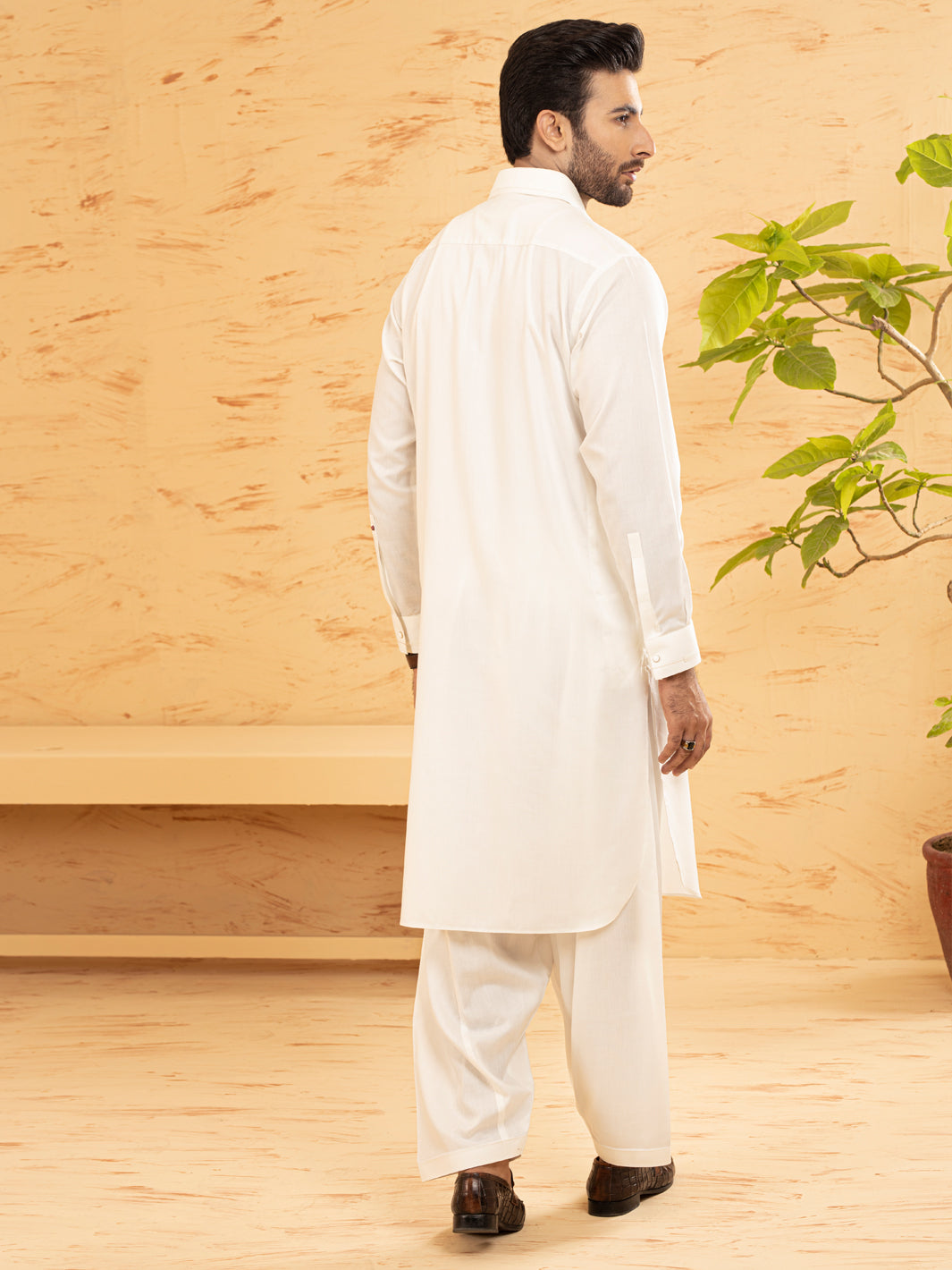 Polyester Viscose White Kameez Shalwar - Waseem Akram by Almirah