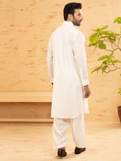 Polyester Viscose White Kameez Shalwar - Waseem Akram by Almirah