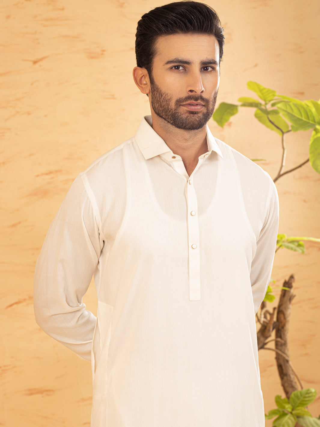 Polyester Viscose White Kameez Shalwar - Waseem Akram by Almirah
