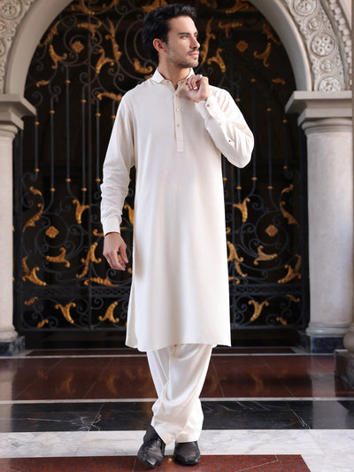 Blended Off White Shalwar Kameez - Almirah