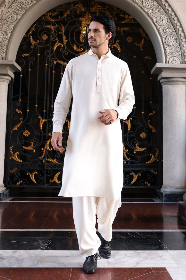 Blended Off White Shalwar Kameez - Almirah