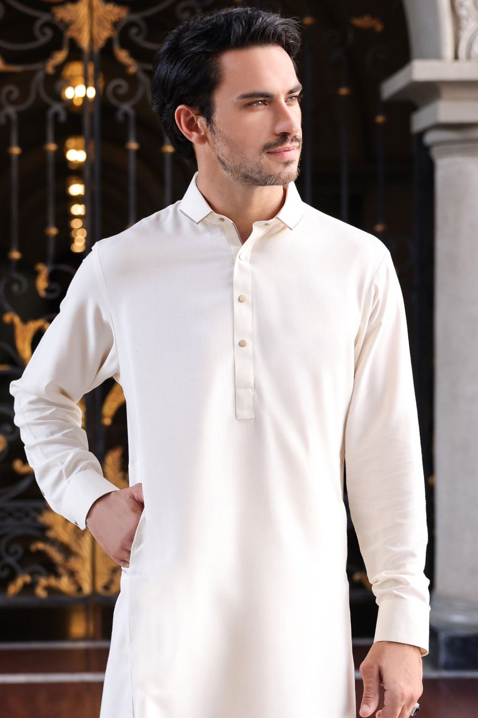 Blended Off White Shalwar Kameez - Almirah