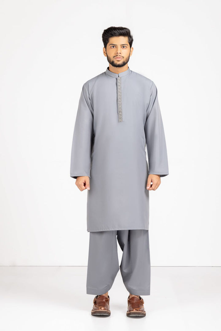 Cotton Grey Kurta Shalwar - Bonanza