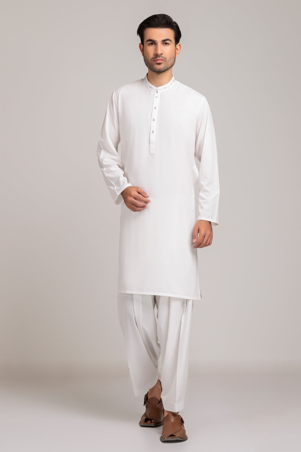 Blended Off White Kurta Shalwar - Bonanza