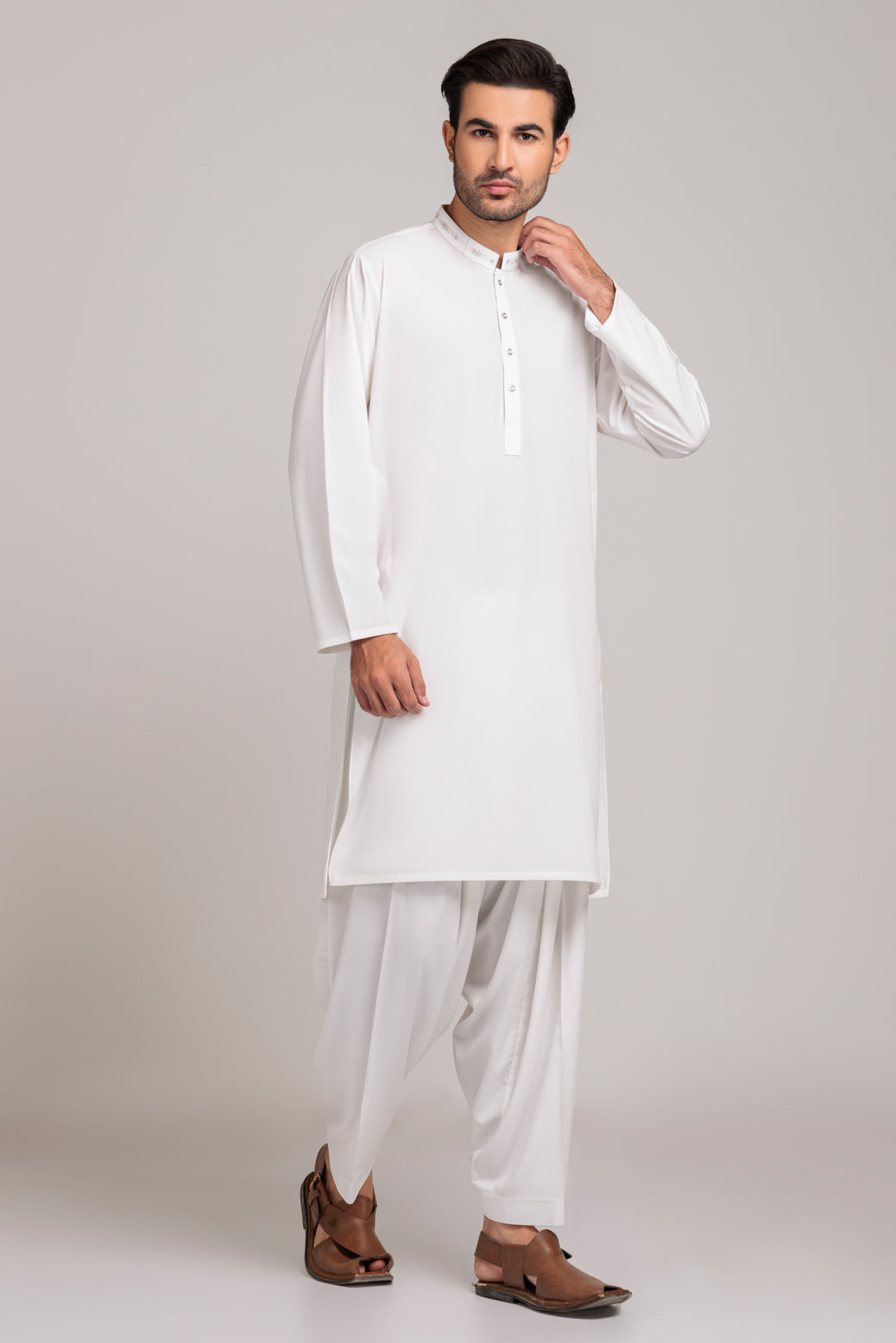 Blended Off White Kurta Shalwar - Bonanza