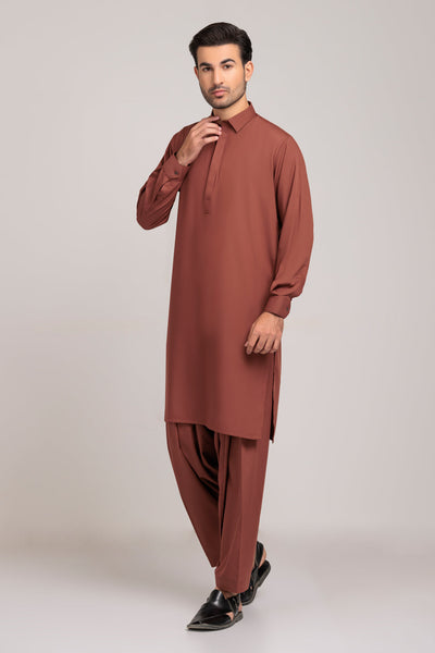 Blended Brown Kurta Shalwar - Bonanza