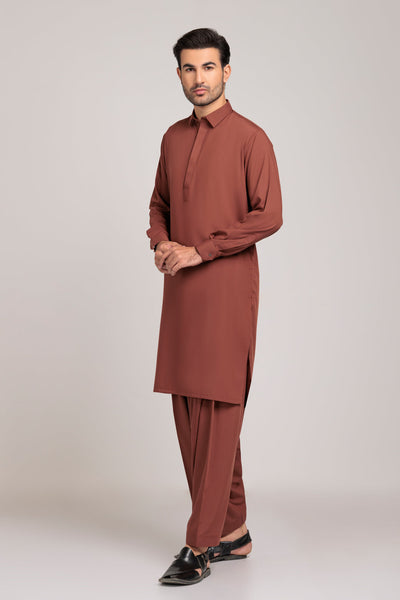 Blended Brown Kurta Shalwar - Bonanza