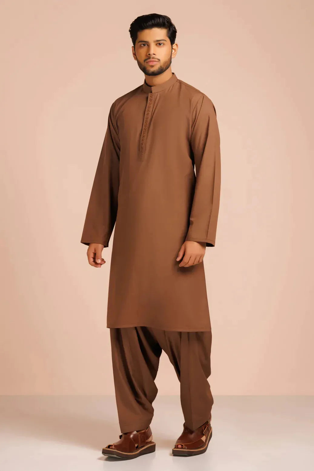 Blended Brown Kurta Shalwar - Bonanza