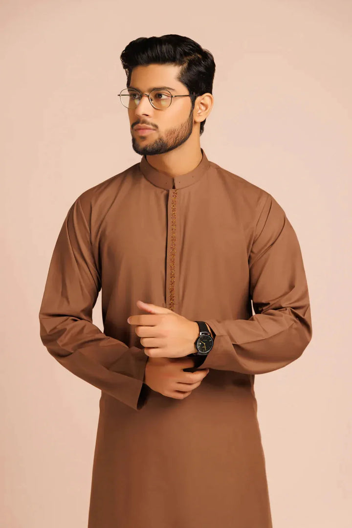Blended Brown Kurta Shalwar - Bonanza