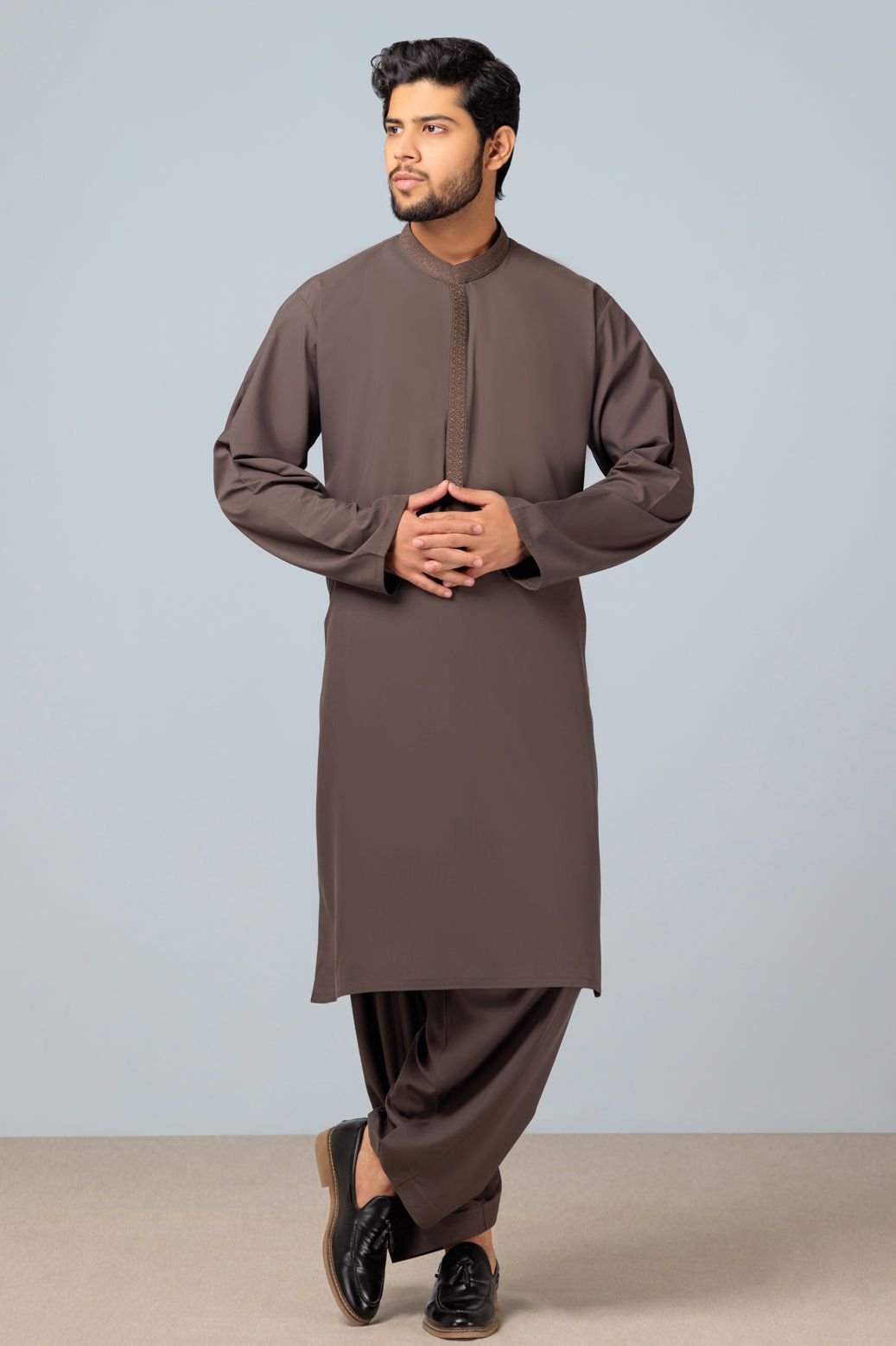 Blended Brown Kurta Shalwar - Bonanza