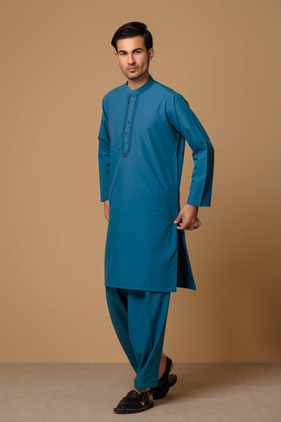 Blended Teal Kurta Shalwar - Bonanza