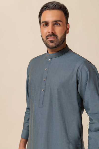 Yarn Dyed Light Blue Kameez Shalwar - Bonanza