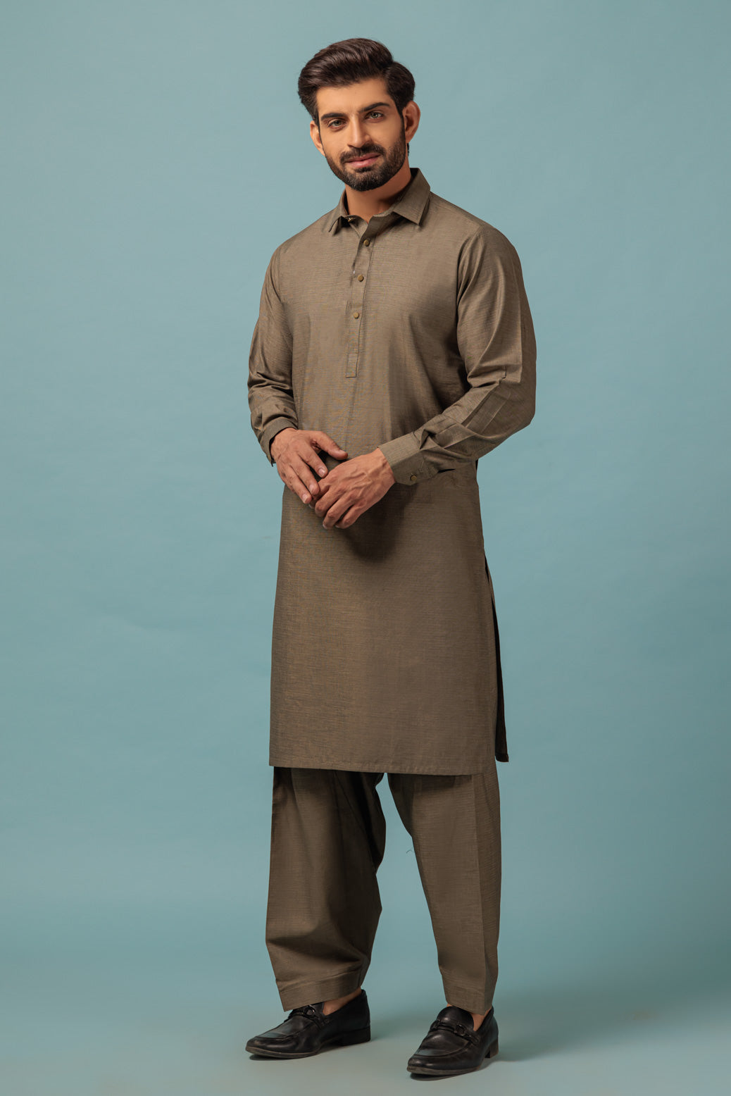 Yarn Dyed Army Kameez Shalwar - Bonanza