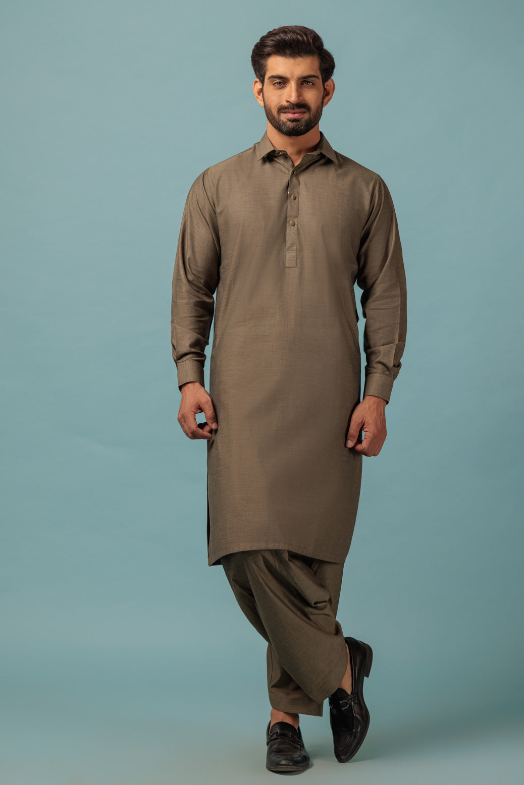 Yarn Dyed Army Kameez Shalwar - Bonanza