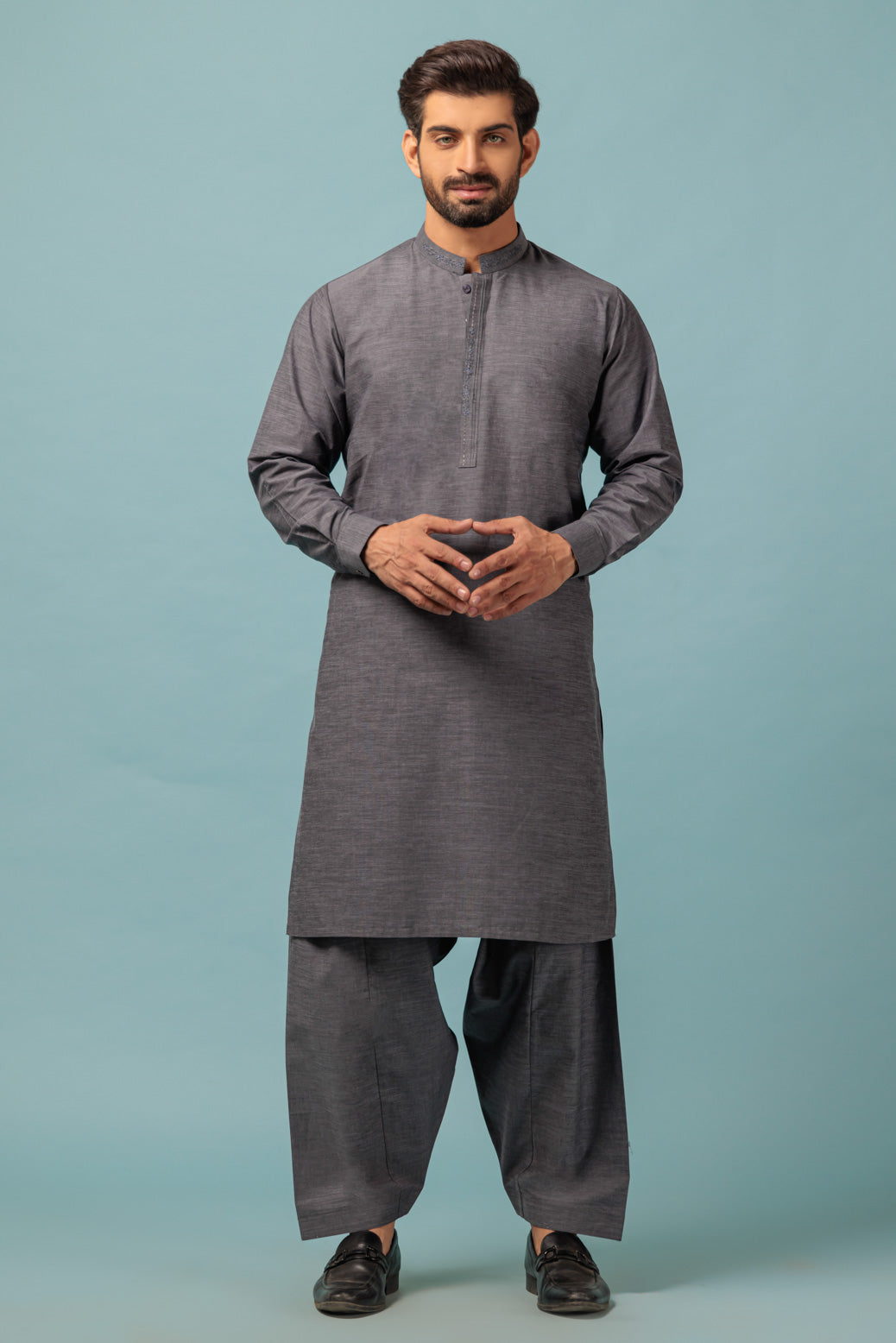 Yarn Dyed Coal Kameez Shalwar - Bonanza