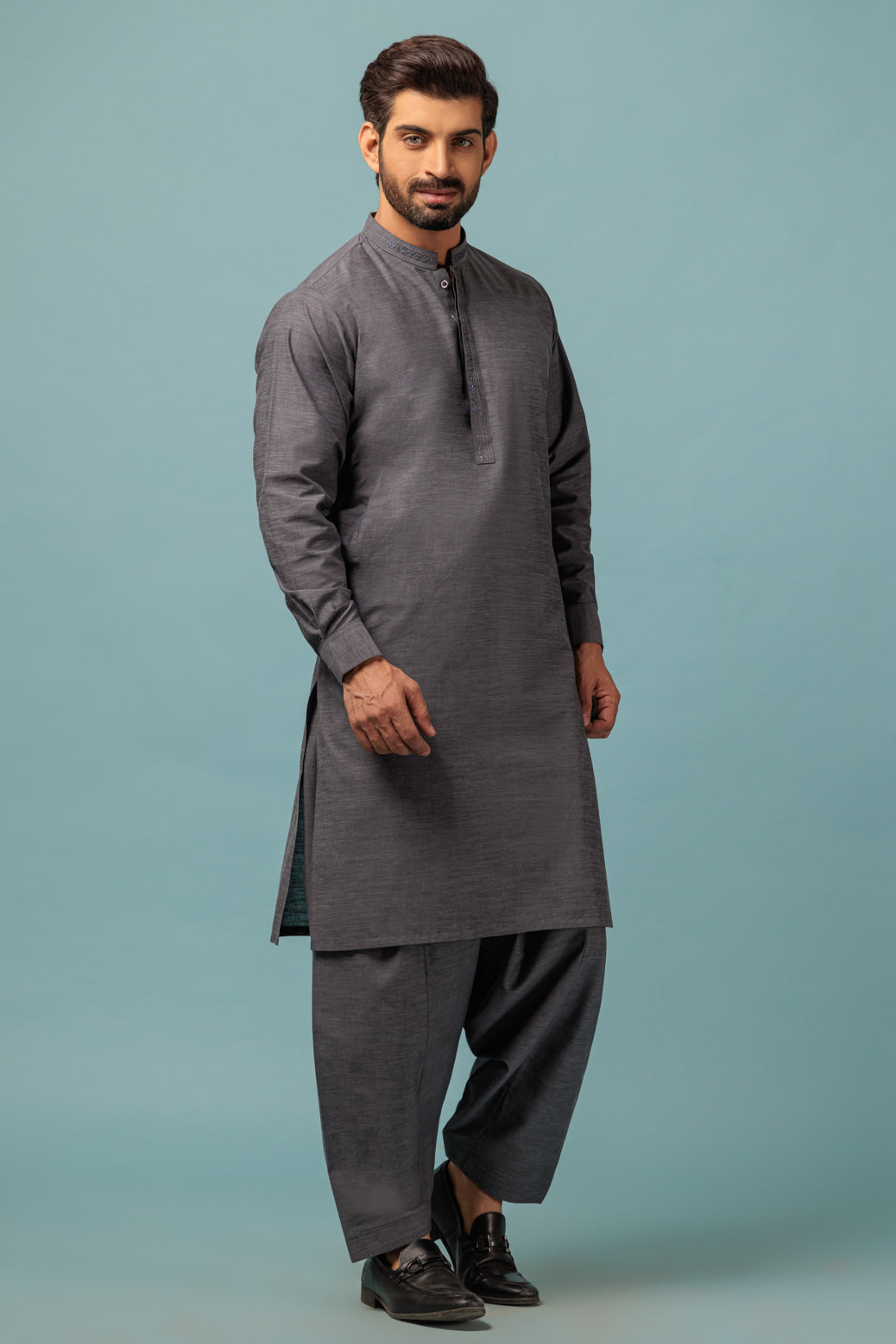 Yarn Dyed Coal Kameez Shalwar - Bonanza