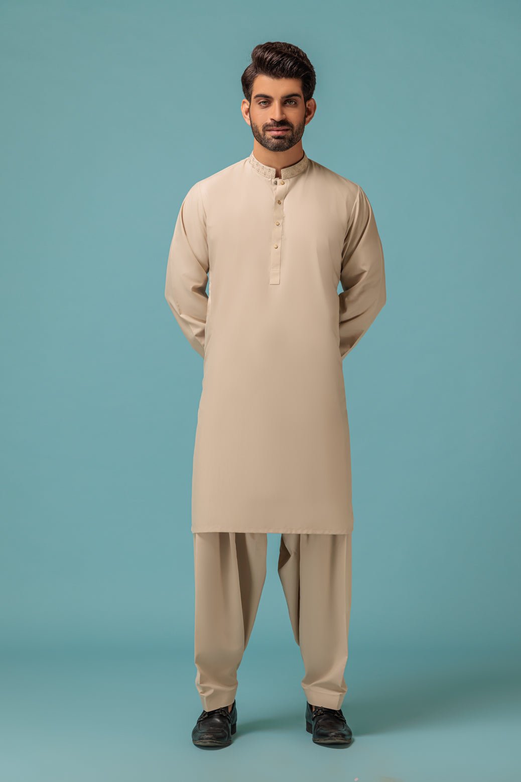 Blended Off White Kameez Shalwar - Bonanza