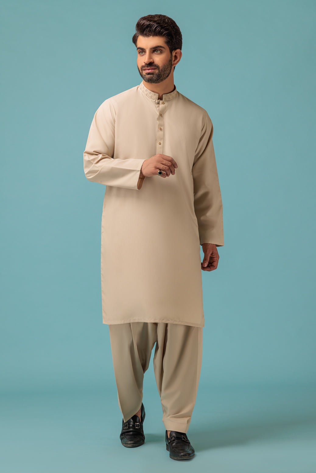 Blended Off White Kameez Shalwar - Bonanza