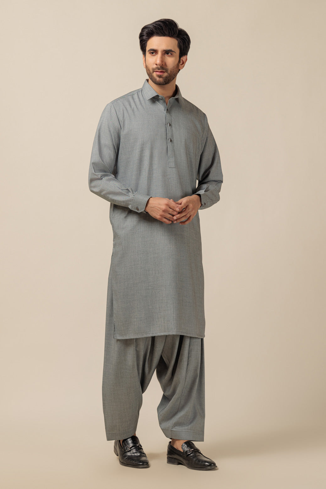 Blended Grey Kameez Shalwar - Bonanza