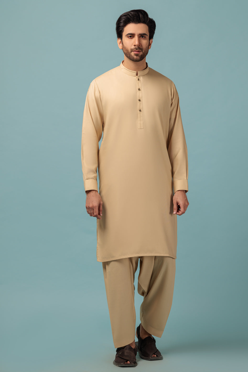 Blended Beige Kameez Shalwar - Bonanza