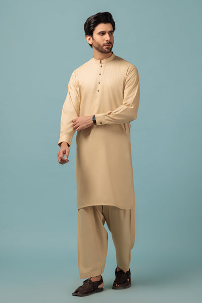 Blended Beige Kameez Shalwar - Bonanza