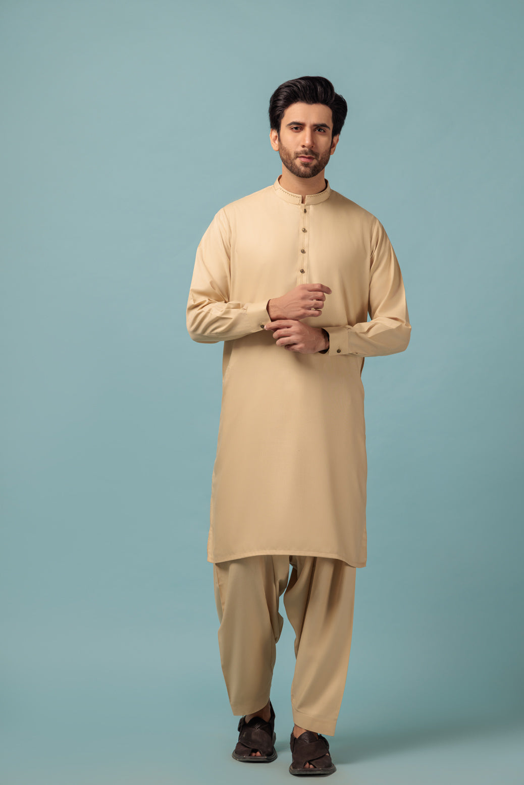 Blended Beige Kameez Shalwar - Bonanza