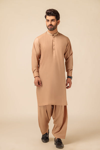 Blended Light Brown Kameez Shalwar - Bonanza