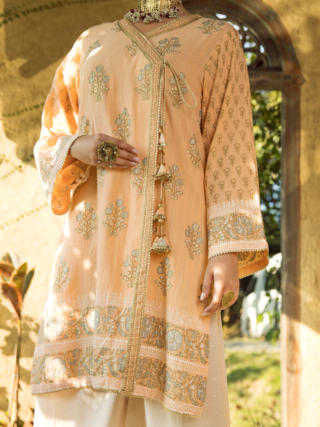 Lino Kara Peach Kurti - Almirah