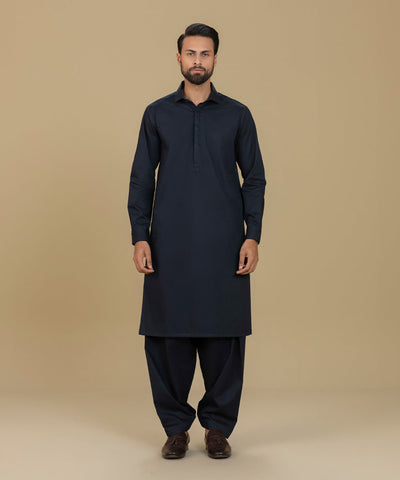 Cotton Dobby Indigo Shalwar Kameez - Sapphire