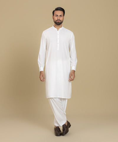 Wash & Wear Off White Shalwar Kameez - Sapphire