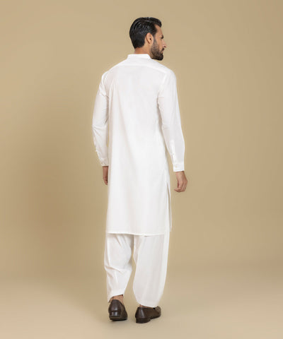 Wash & Wear Off White Shalwar Kameez - Sapphire