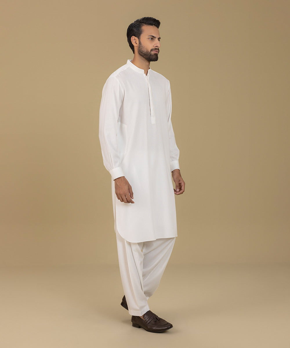 Embroidered Wash & Wear White Shalwar Kameez - Sapphire