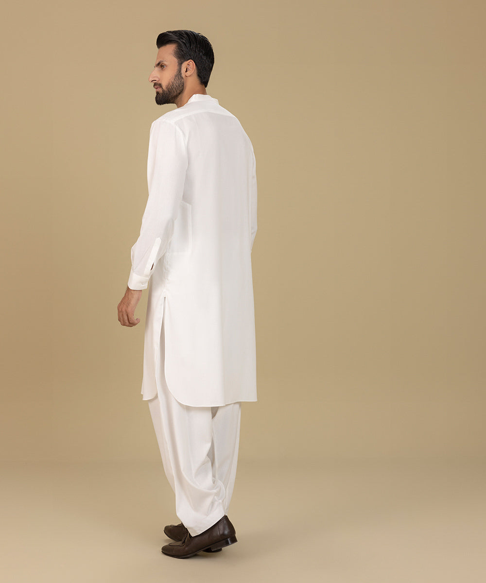 Embroidered Wash & Wear White Shalwar Kameez - Sapphire