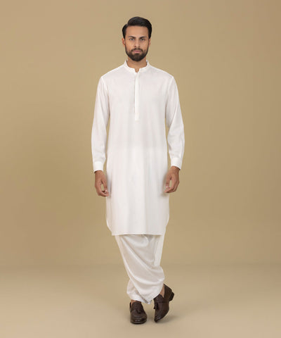 Embroidered Wash & Wear White Shalwar Kameez - Sapphire