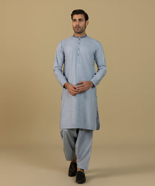 Embroidered Fancy Wash & Wear Blue Shalwar Kameez - Sapphire