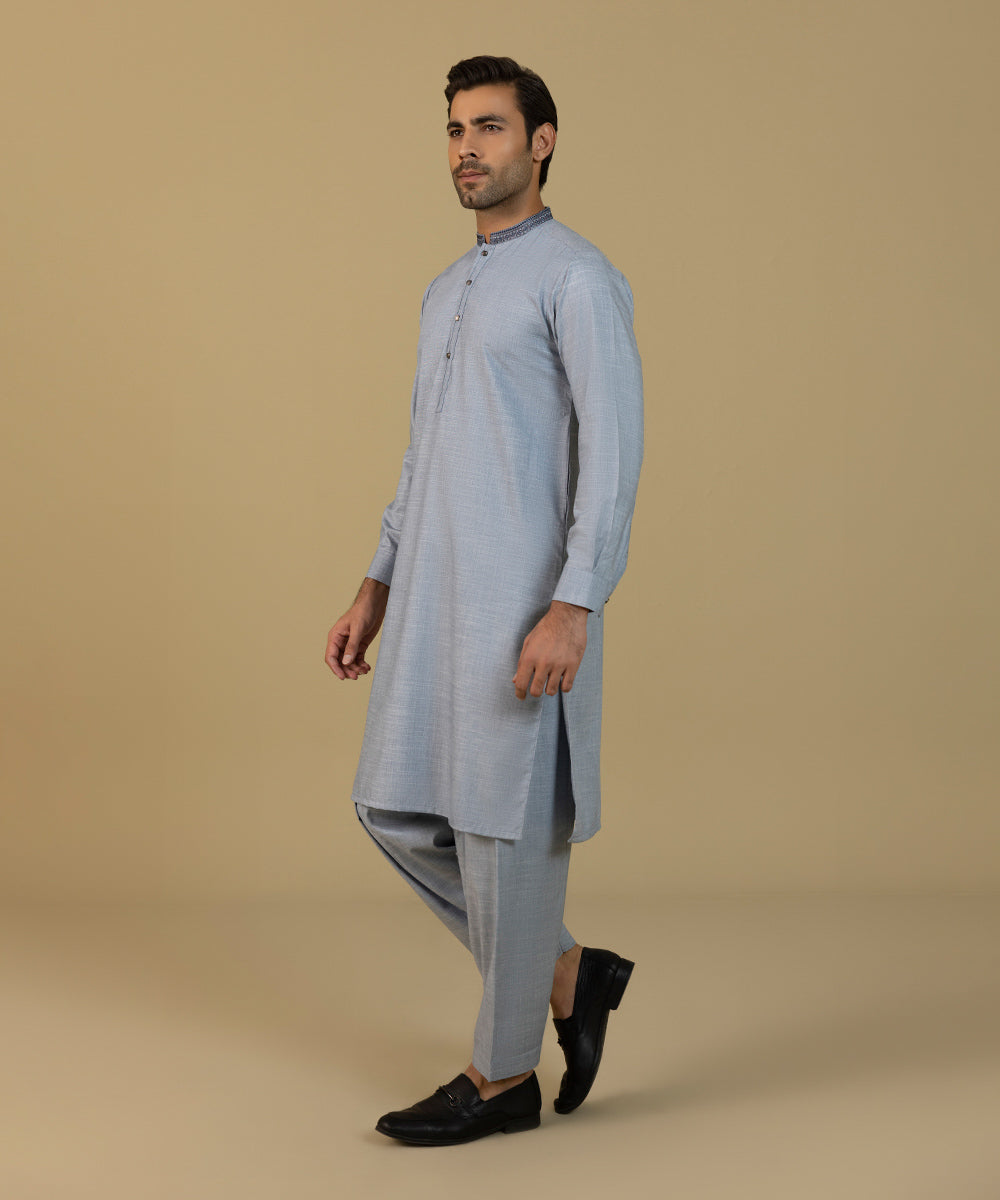 Embroidered Fancy Wash & Wear Blue Shalwar Kameez - Sapphire