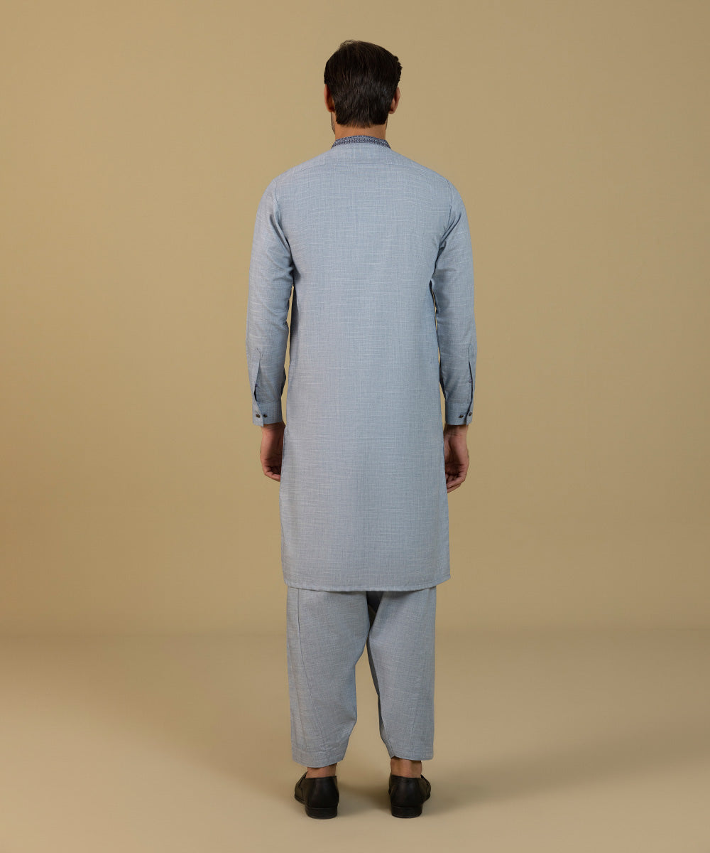 Embroidered Fancy Wash & Wear Blue Shalwar Kameez - Sapphire