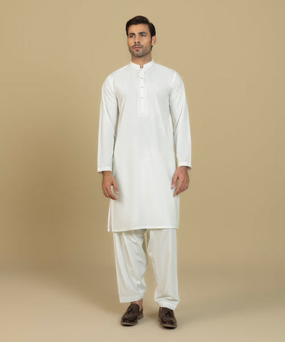 Embroidered Wash & Wear White Shalwar Kameez - Sapphire