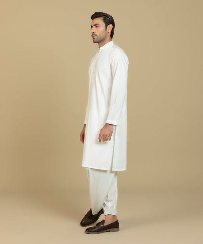 Embroidered Wash & Wear White Shalwar Kameez - Sapphire