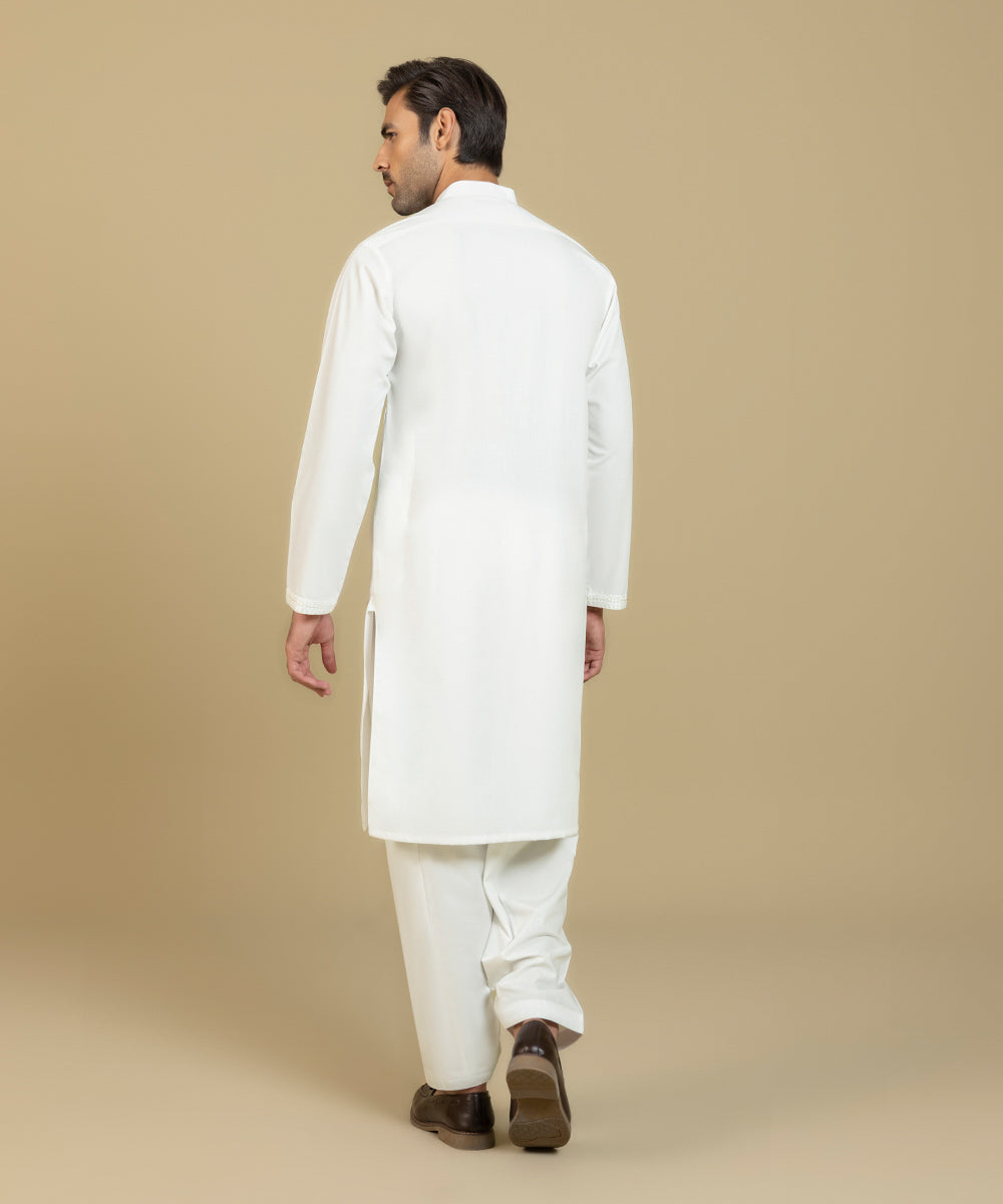 Embroidered Wash & Wear White Shalwar Kameez - Sapphire