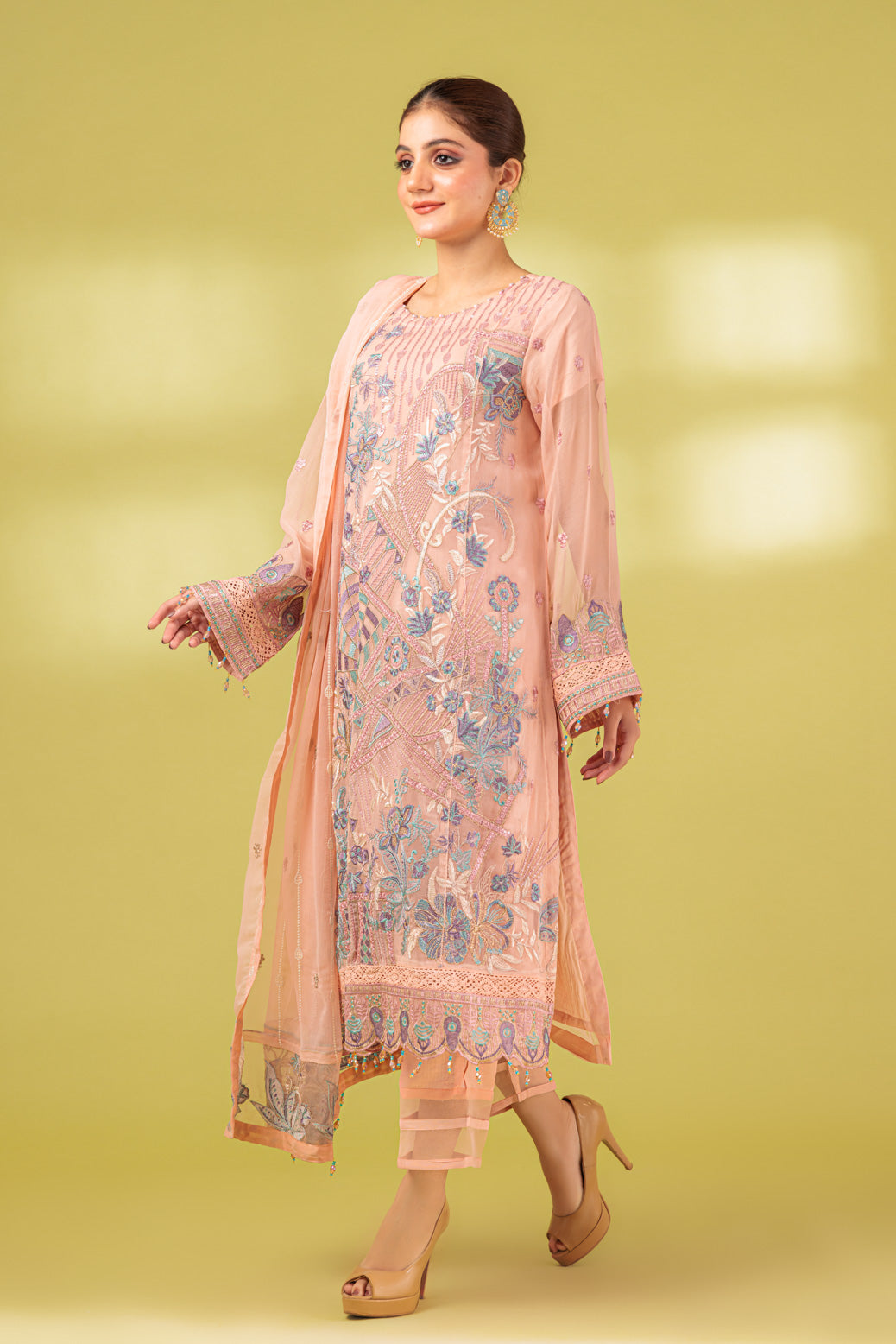 Chiffon Pink 3 Piece Suit - Bonanza